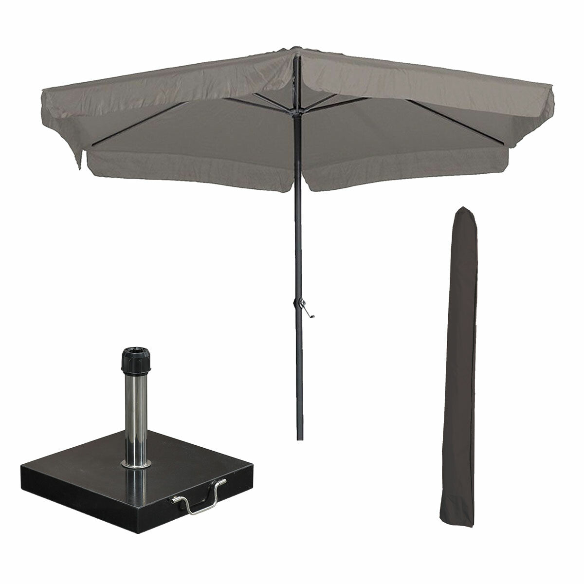 Garden Impressions Delta parasol Ø300cm taupe Cosmo voet en hoes