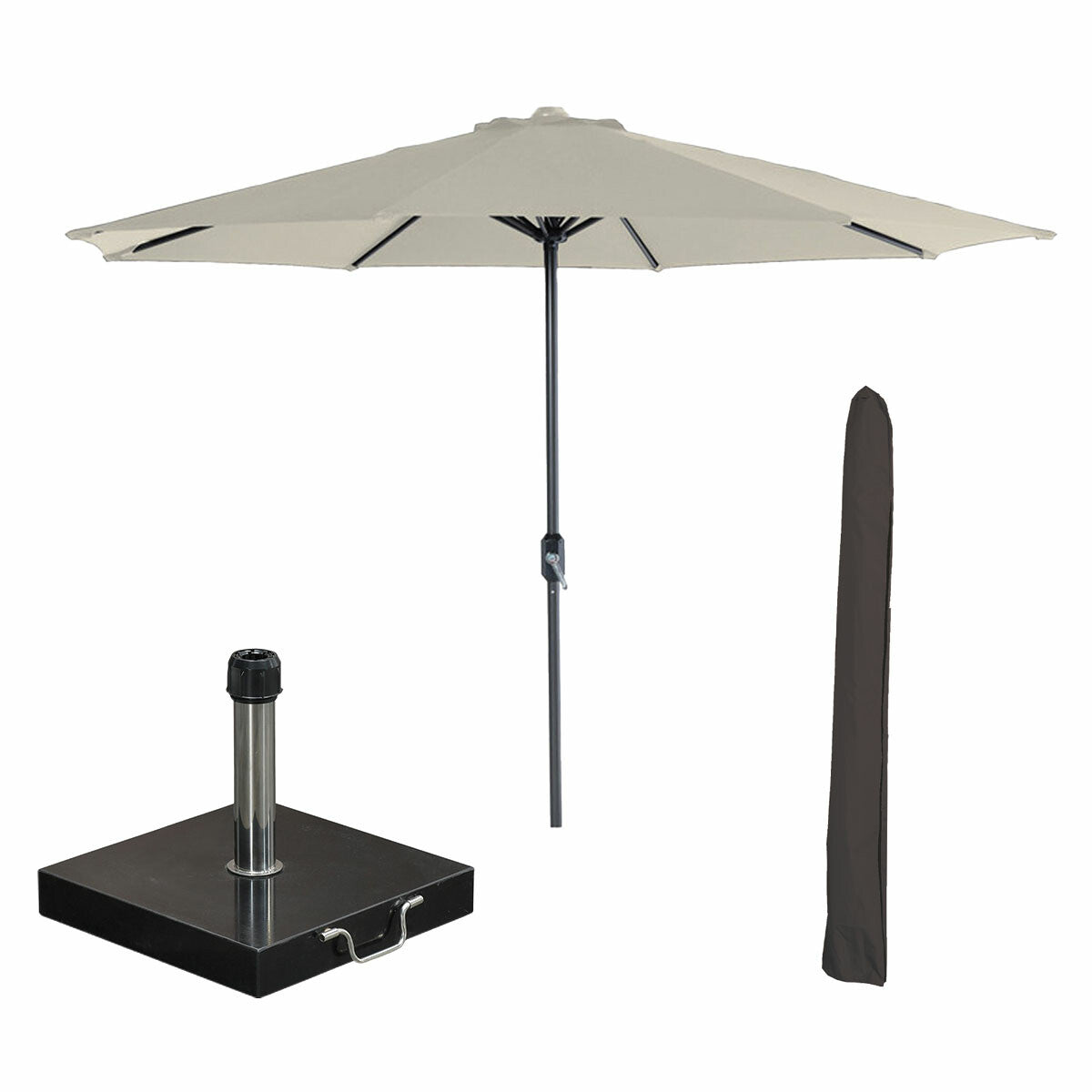 Garden Impressions Lotus parasol Ø300cm - ecru Cosmo voet en hoes