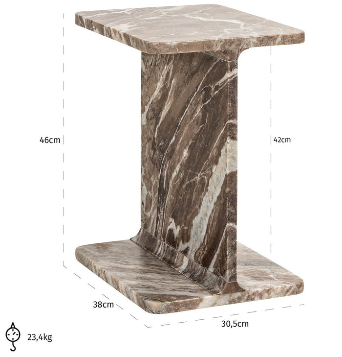 Richmond Interiors Benson Marmer Bijzettafel Bruin