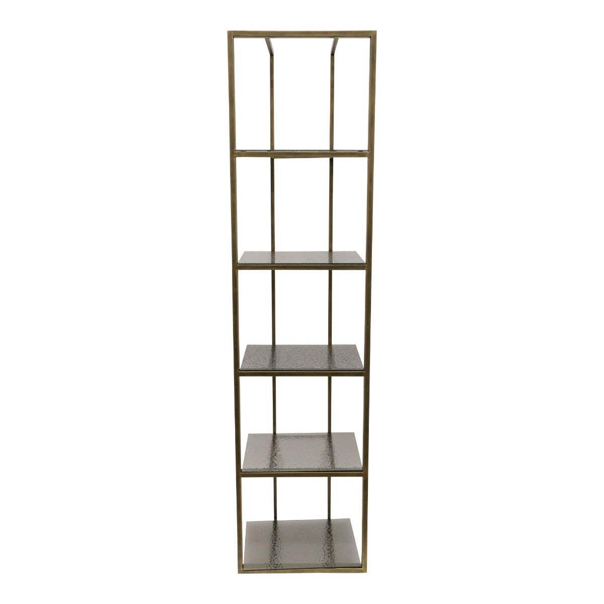 PTMD Ilya Gold Metal Cabinet Smoky Glass Shelves