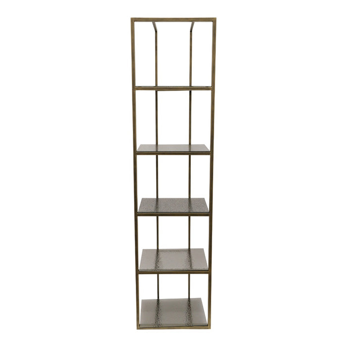 PTMD Ilya Gold Metal Cabinet Smoky Glass Shelves