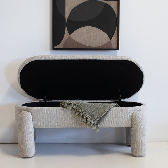 Giga Meubel - Opbergbank Beige - Halbankje - 115x52x47cm - Juul