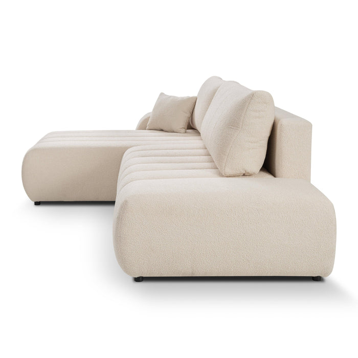 by fonQ Bree Hoekbank Links met Slaapfunctie - Bouclé - Crème