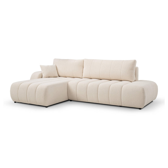 by fonQ Bree Hoekbank Links met Slaapfunctie - Bouclé - Crème