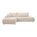 by fonQ Bree Hoekbank Links met Slaapfunctie - Bouclé - Crème