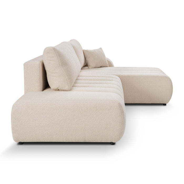 by fonQ Bree Hoekbank Rechts met Slaapfunctie - Bouclé - Crème
