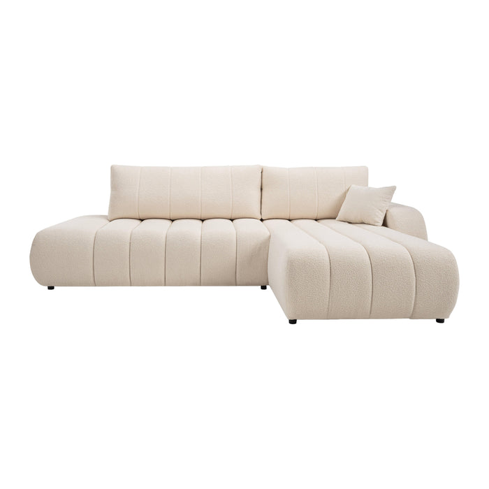 by fonQ Bree Hoekbank Rechts met Slaapfunctie - Bouclé - Crème