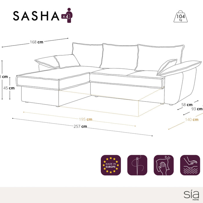 XXL zwart ribfluweel linker hoekbank 257cm