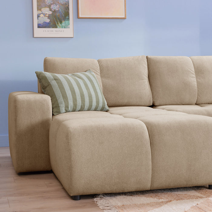 by fonQ Charme U-bank met Slaapfunctie  - Weefstof - Beige