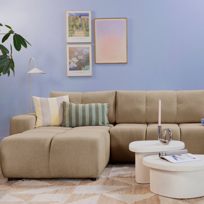 by fonQ Charme U-bank met Slaapfunctie  - Weefstof - Beige