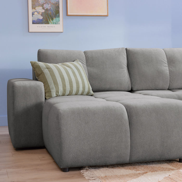 by fonQ Charme U-bank met Slaapfunctie  - Weefstof - Grijs