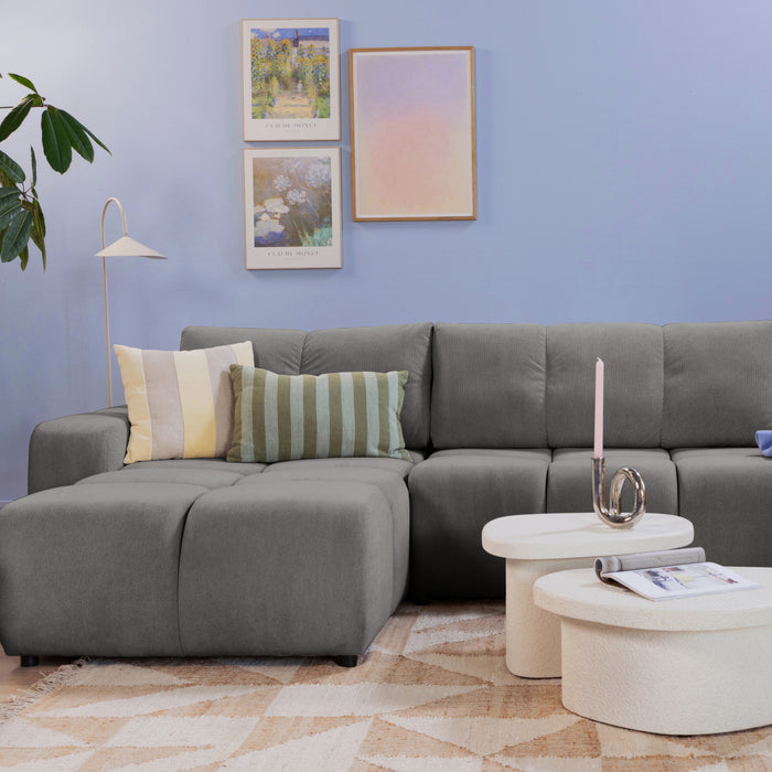 by fonQ Charme U-bank met Slaapfunctie  - Weefstof - Grijs