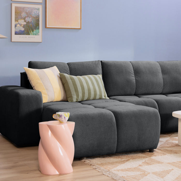 by fonQ Charme U-bank met Slaapfunctie  - Weefstof - Antraciet