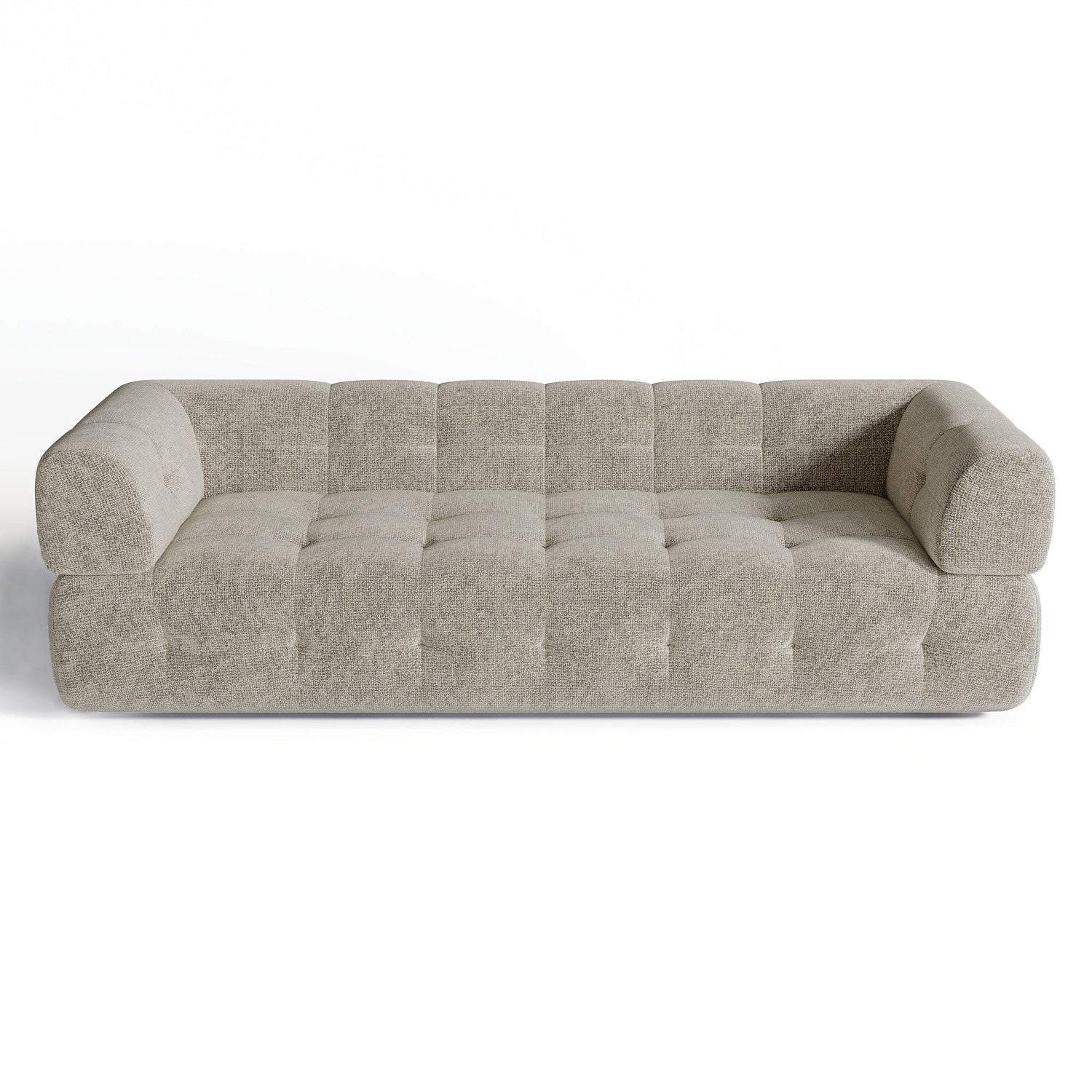 3-zitsbank in taupekleurig chenillefluweel, 230 cm