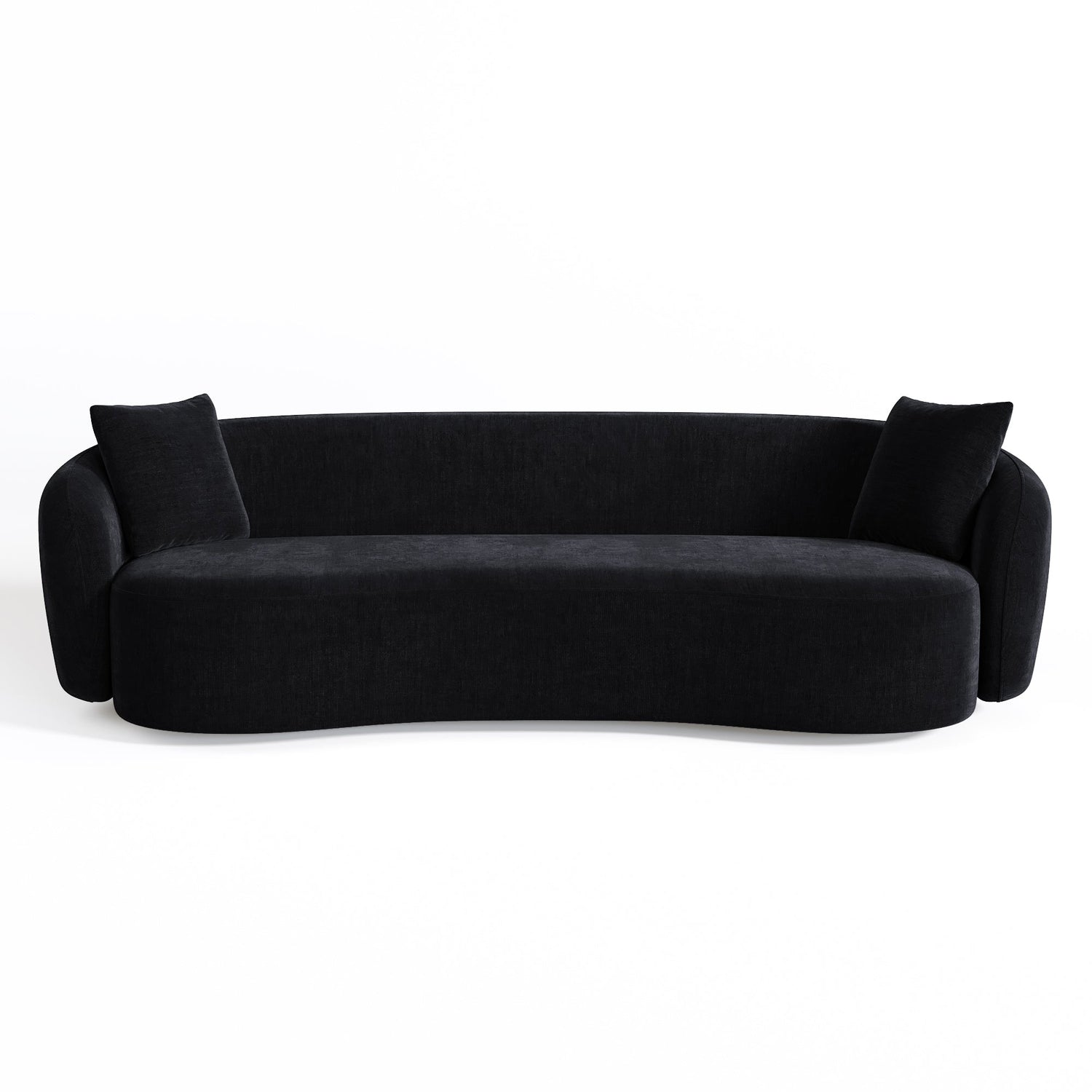 3-zitsbank van zacht aanvoelende geweven stof, zwart, 210 cm