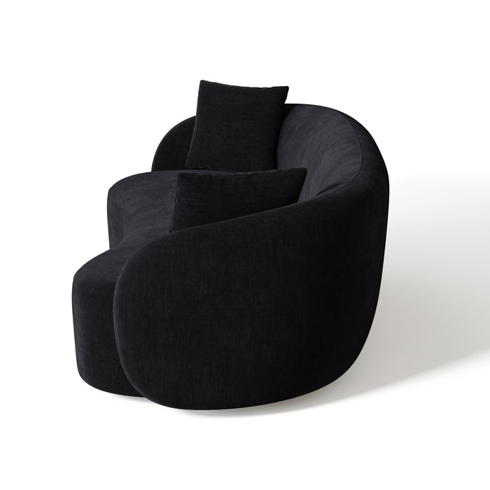 3-zitsbank van zacht aanvoelende geweven stof, zwart, 210 cm