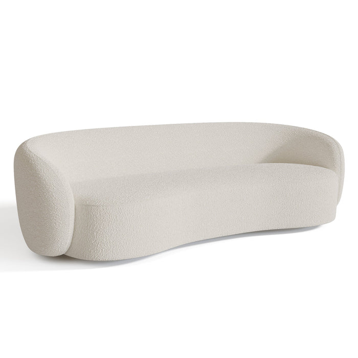 3-zitsbank in gebroken witte bouclette stof 210cm