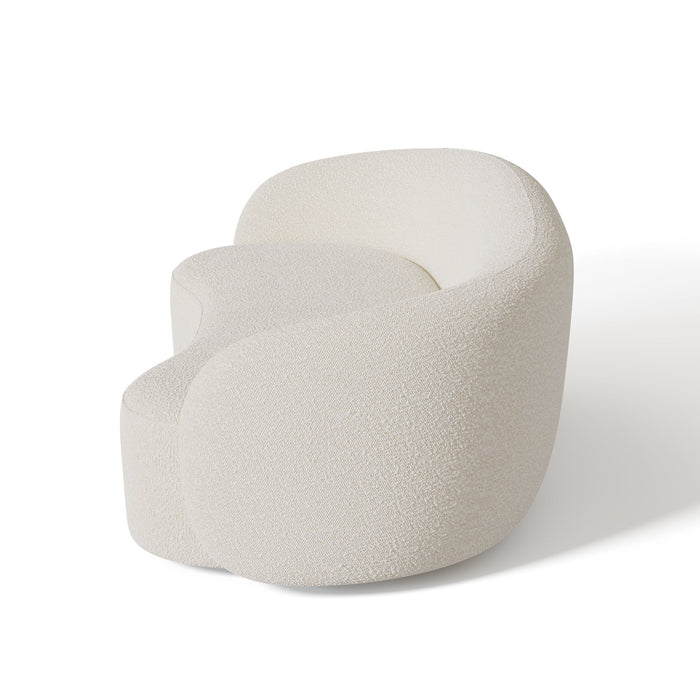 3-zitsbank in gebroken witte bouclette stof 210cm