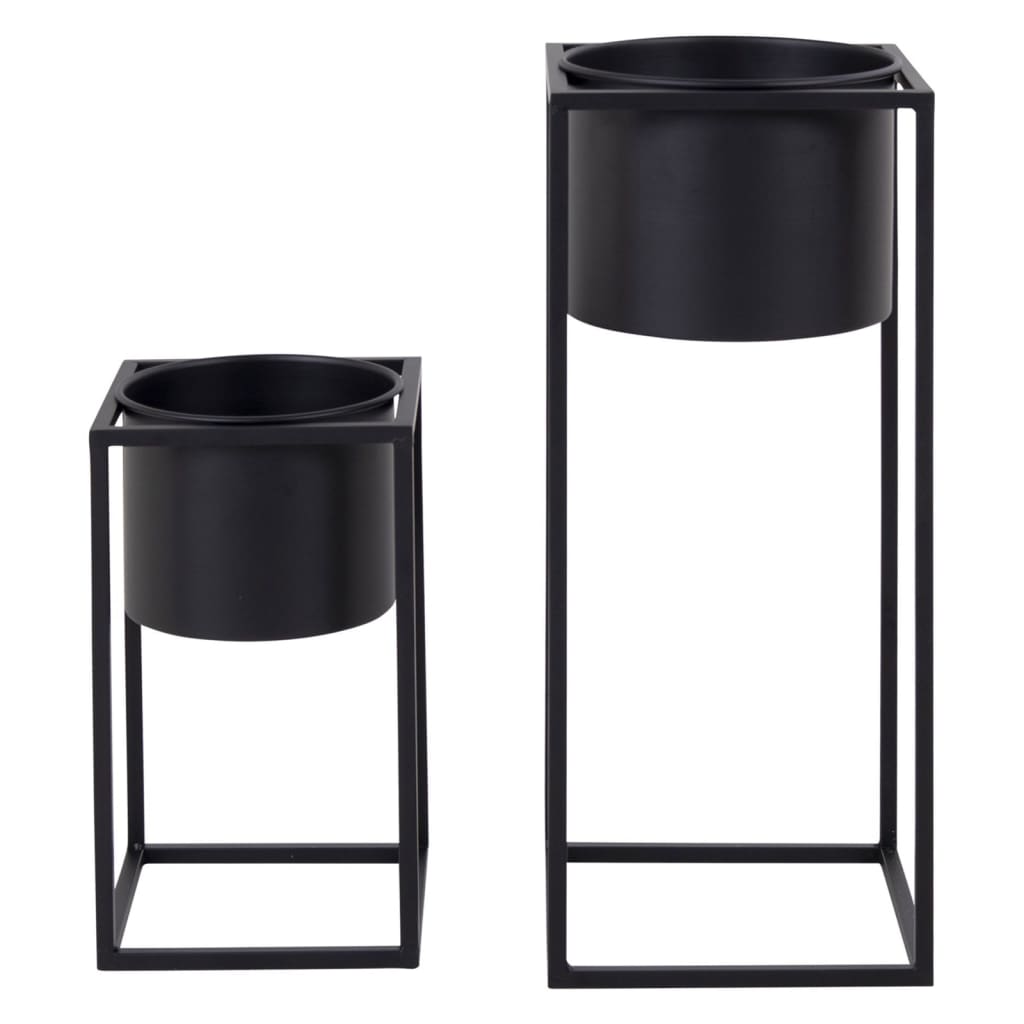 House Nordic 2-delige Bloempottenset Lena zwart