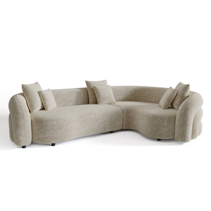 6-zits rechthoekige sofa in taupe structuurfluweel