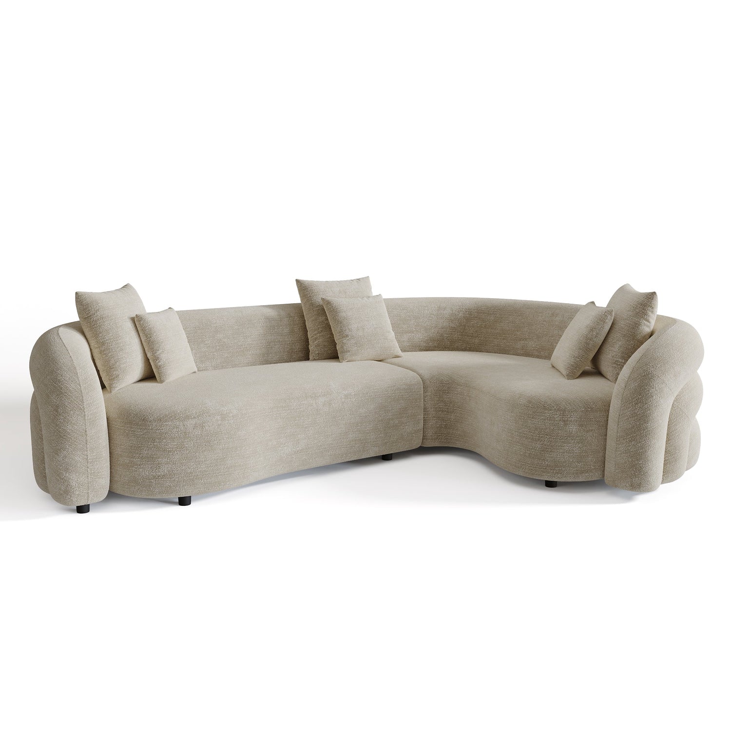 6-zits rechthoekige sofa in taupe structuurfluweel