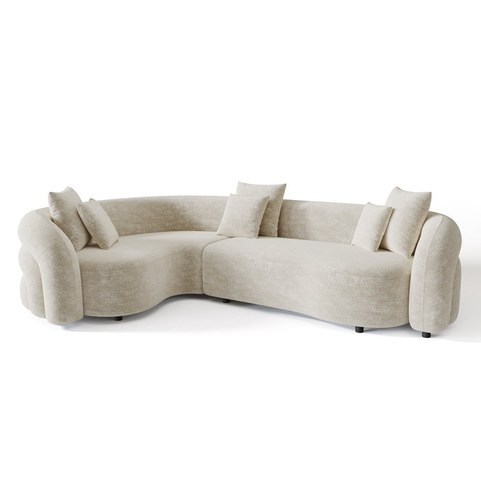 6-zits linker hoekbank beige structuurfluweel