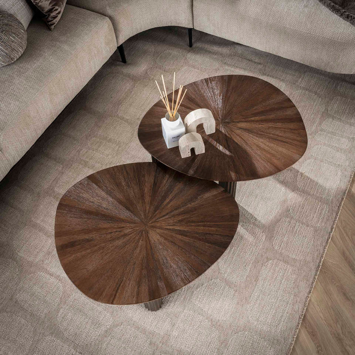 Fraaai Umair salontafel set van 2 vierhoekig Maya teak - bruin