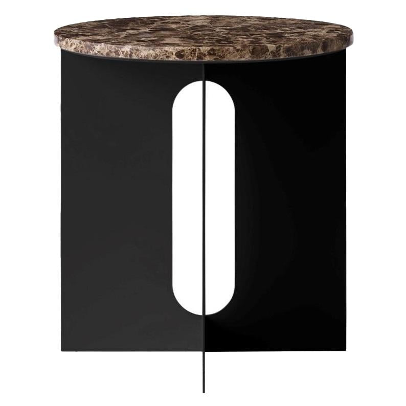 Androgyne bijzettafel Ø40 zwart, Emperador marmer donker