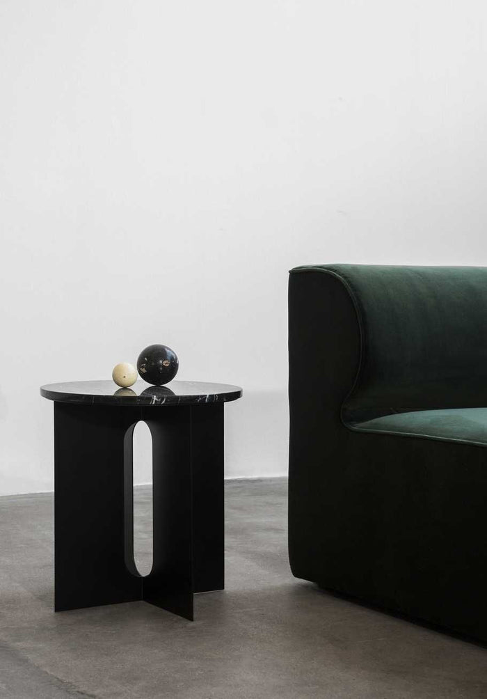 Androgyne bijzettafel Ø40 zwart, Emperador marmer donker