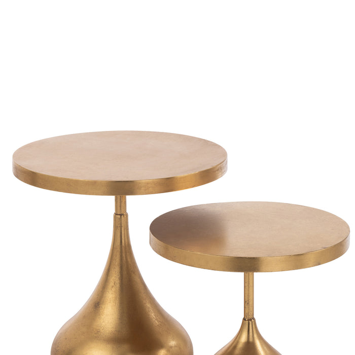 J-Line bijzettafel Druppel - metaal - goud - 2 stuks