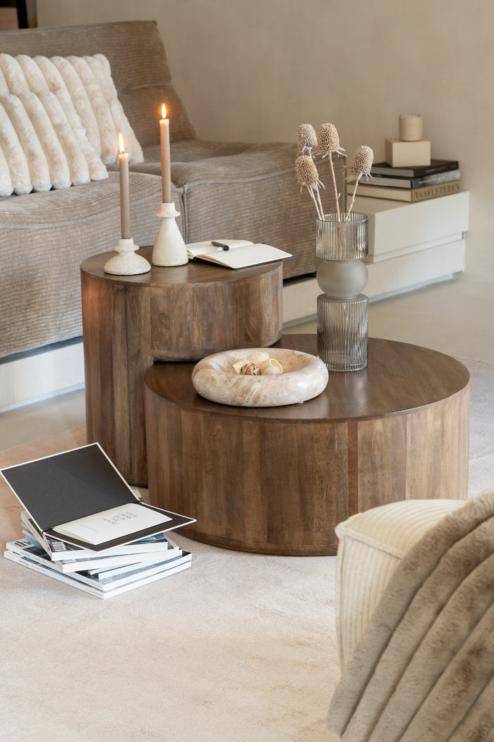 J-Line bijzettafel toge - hout - bruin - 2 stuks