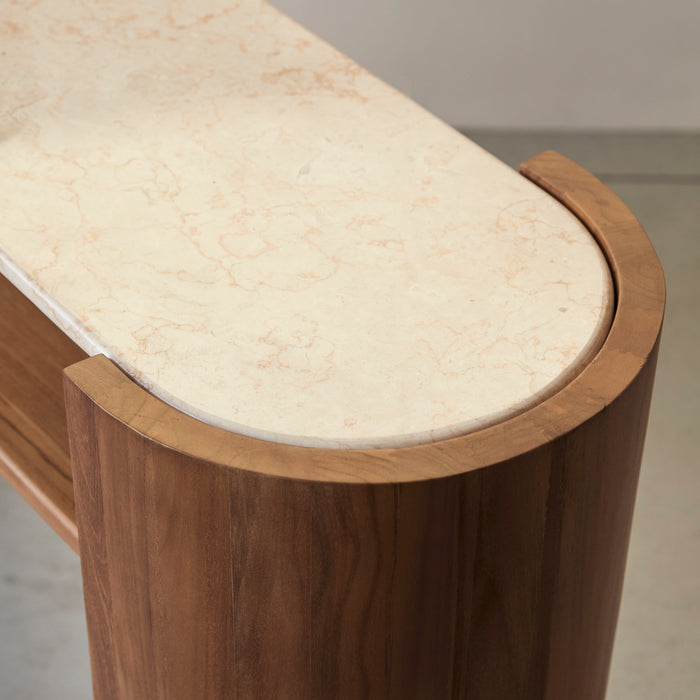 Tikamoon - Consoletafel in teakhout en marmer 140 Virgile