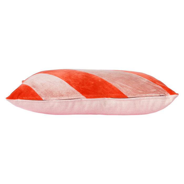 HKliving Striped Velvet Sierkussen 40 x 60 cm - Rood/Roze