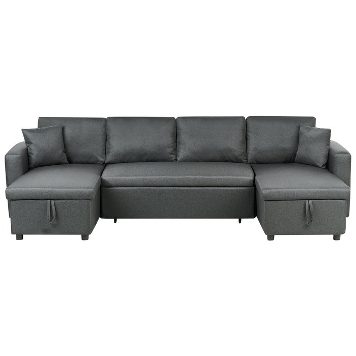 Beliani - SOMMEN - Hoekslaapbank - Donkergrijs - 287 cm - Polyester