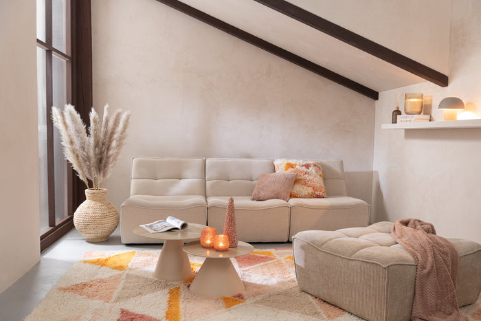 J-Line poef Grid - populierenhout|schuim - beige