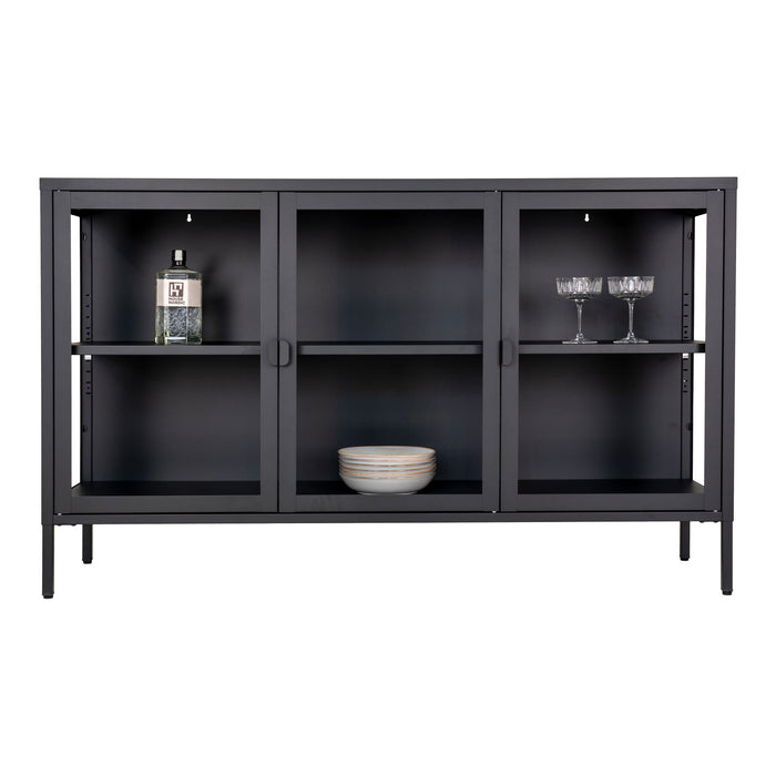 House Nordic Brisbane Zwart | Glas Dressoir W140 cm