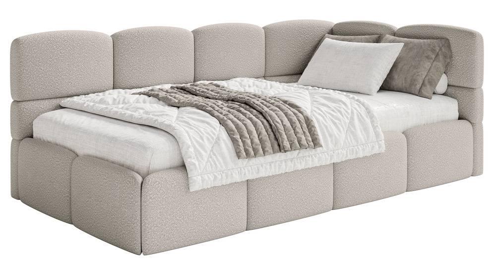 NADUVI Collection Jeugdbed Chloe rechts bouclé 90x200 met opbergruimte