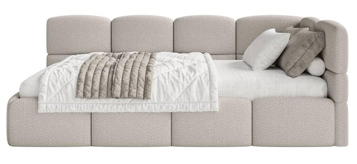 NADUVI Collection Jeugdbed Chloe rechts bouclé 90x200 met opbergruimte