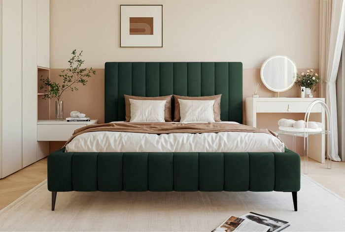 NADUVI Collection Bedframe Flores velvet 140x200 met opbergvak