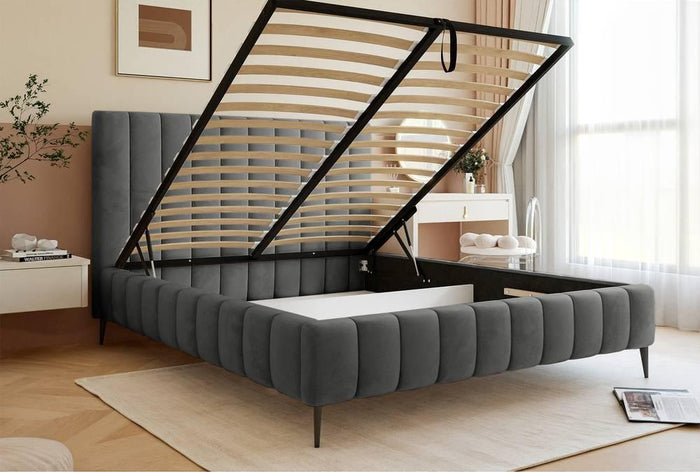 NADUVI Collection Bedframe Flores velvet 140x200 met opbergvak