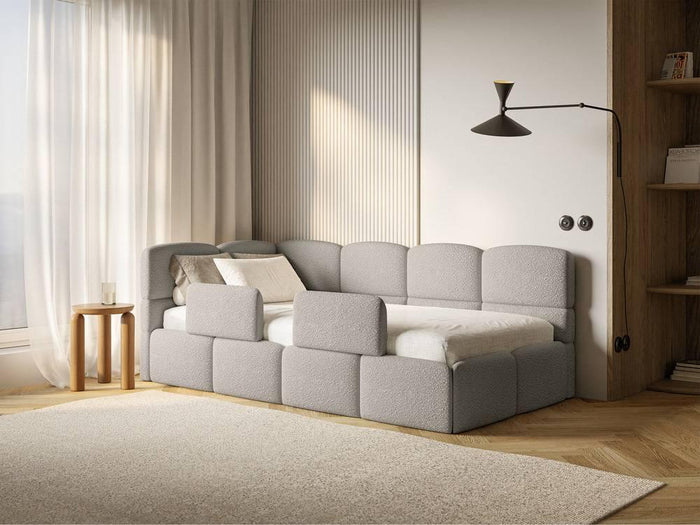 NADUVI Collection Jeugdbed Chloe links bouclé 90x200 met opbergruimte