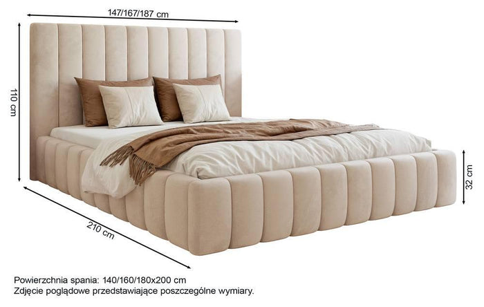 NADUVI Collection Bedframe Flores velvet 180x200 met opbergvak