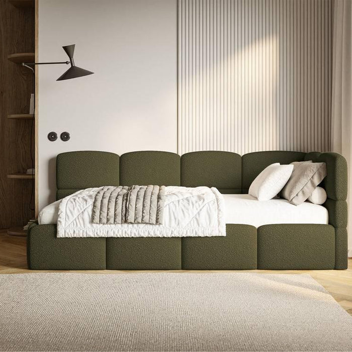 NADUVI Collection Jeugdbed Chloe rechts bouclé 90x200 met opbergruimte