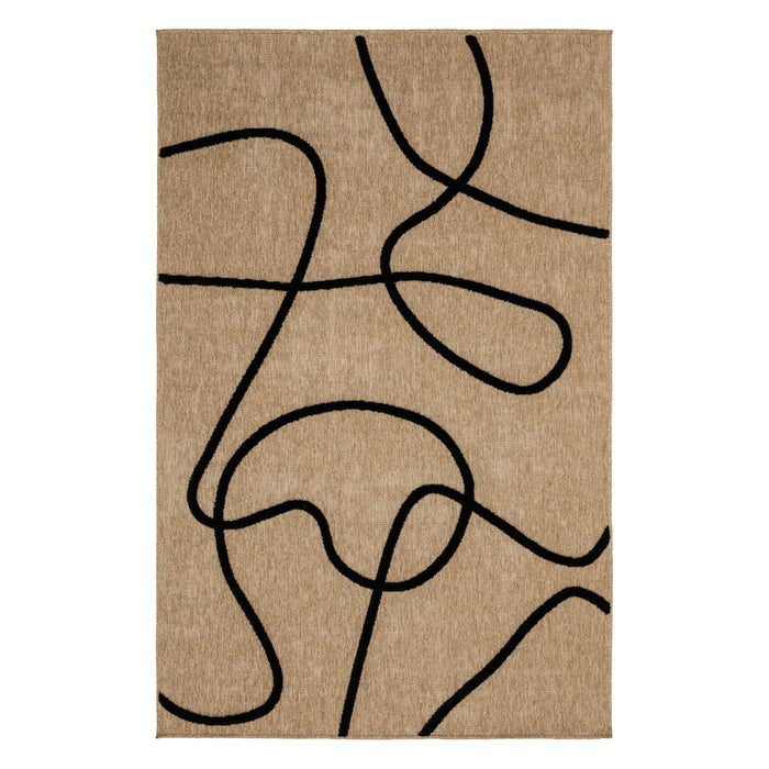 sweeek - Interieurtapijt met jute-effect, zwart grafisch