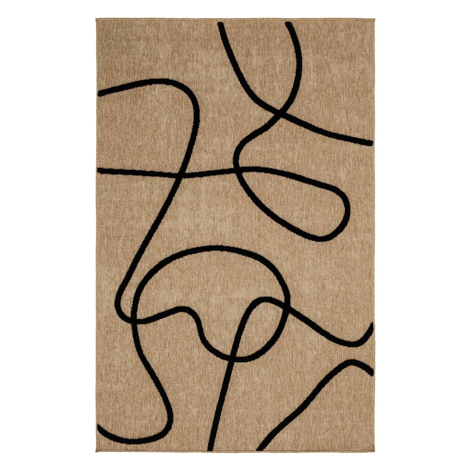 sweeek - Interieurtapijt met jute-effect, zwart grafisch