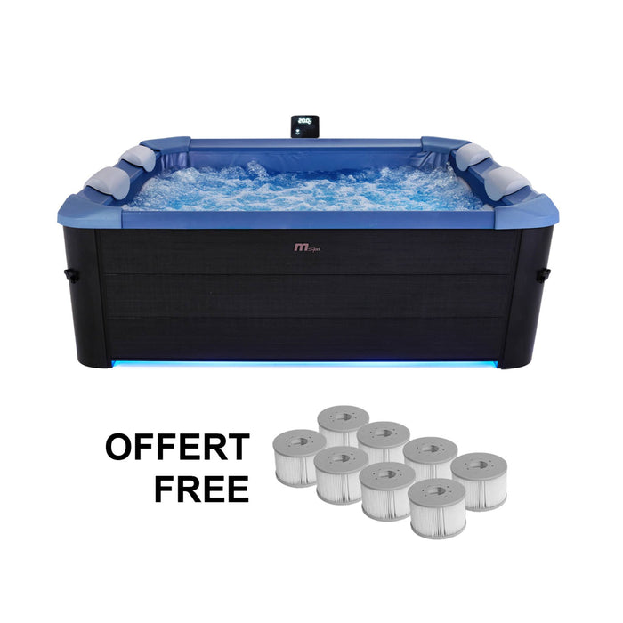 sweeek - Vaste spa 6 plaatsen, vierkant, blauw, hydromassages, 4