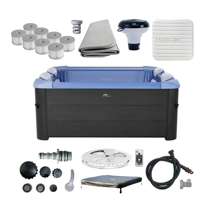 sweeek - Vaste spa 6 plaatsen, vierkant, blauw, hydromassages, 4