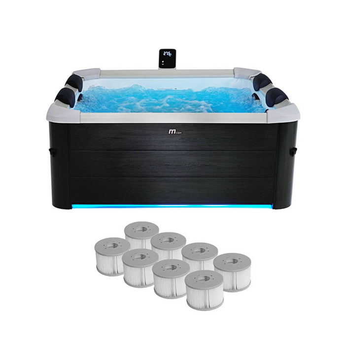 sweeek - 6-persoons vaste spa 180cm grijs hydromassages 4 kussens 8