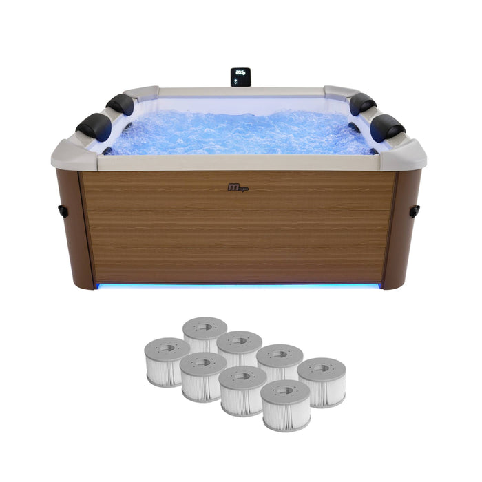 sweeek - Vaste spa 6 plaatsen hydromassage, 4 kussens + 8 filters,