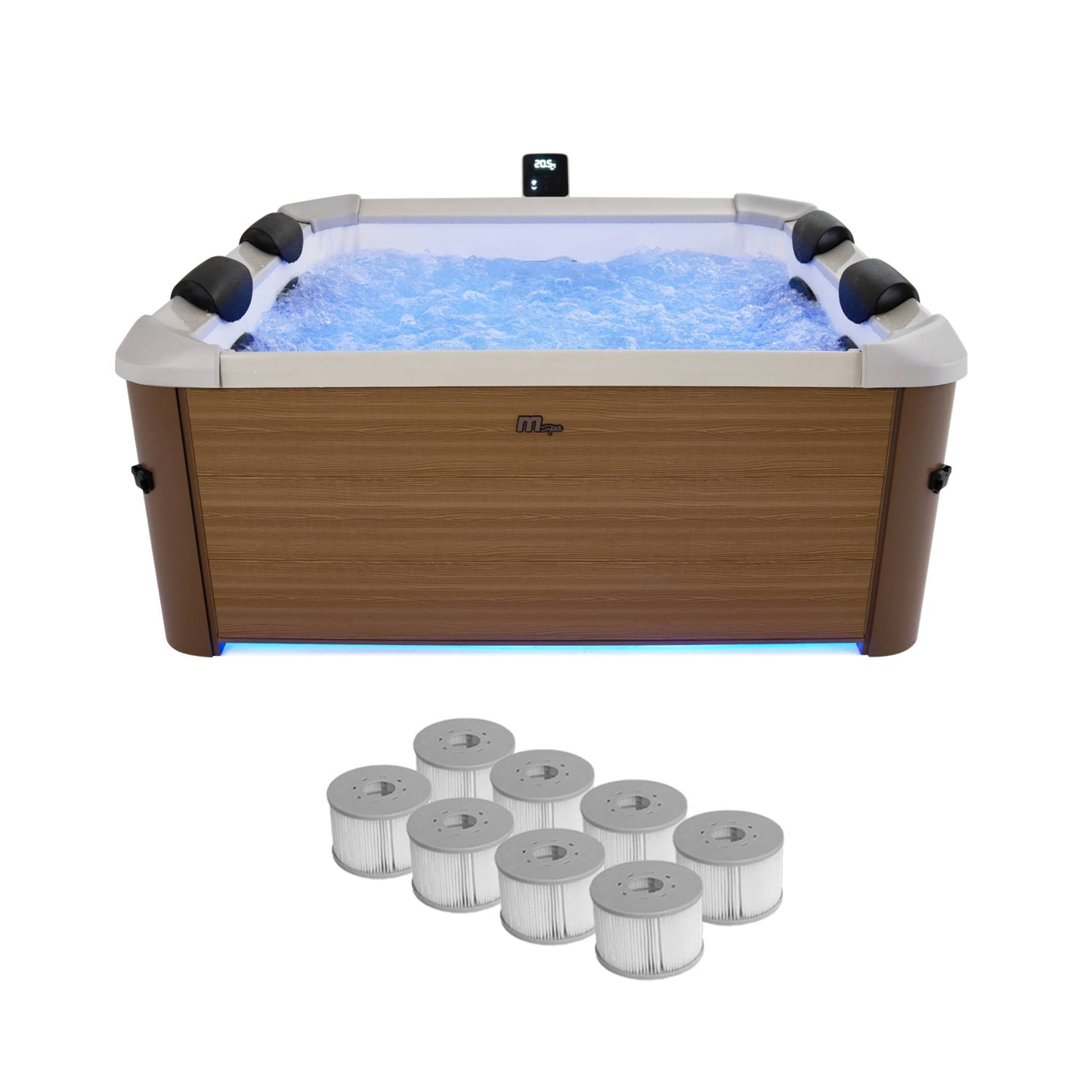 sweeek - Vaste spa 6 plaatsen hydromassage, 4 kussens + 8 filters,
